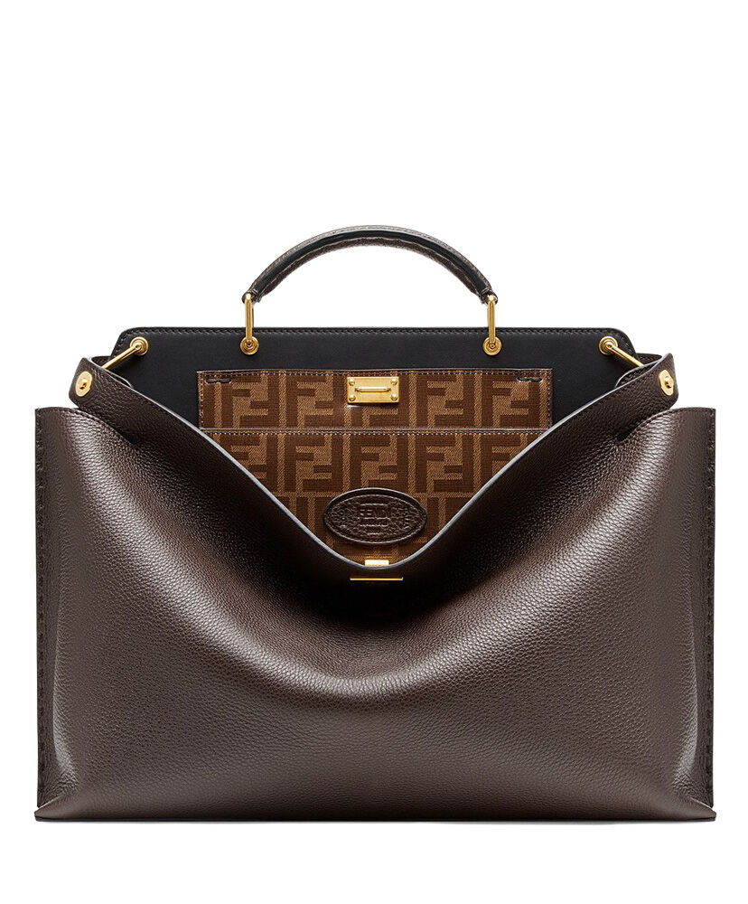 Fendi Peekaboo Iconic Essential Calf Leather Bag 7VA476 Coffee